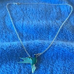 Blue and Green Hummingbird Pendant Necklace
